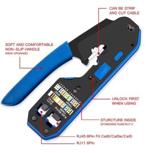 RJ45 RJ12 RJ11 Modular Crimper Standard-Crimp With Extra Wire Stripper - Image 4