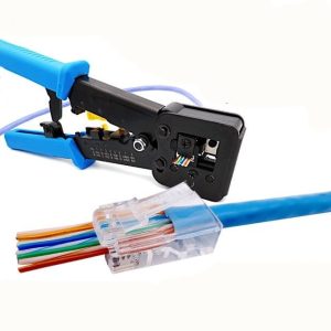 RJ45 Crimping Tool For Pass-Through Connectors With Extra Wire Stripper - Image 4