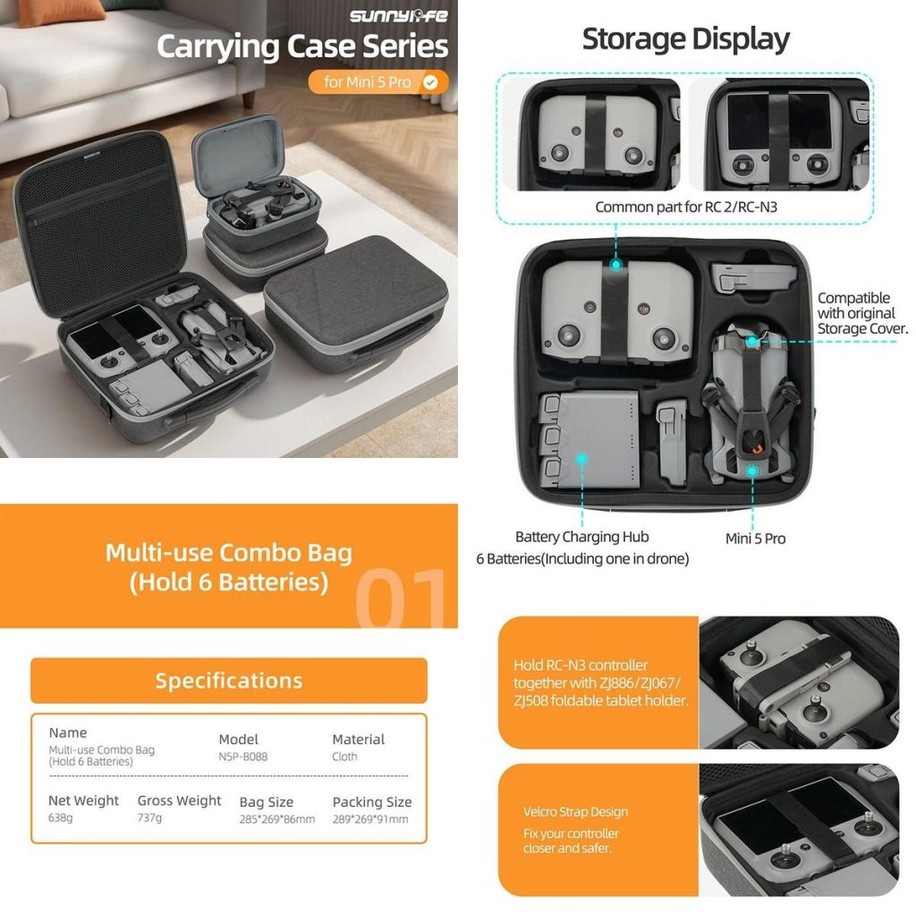 SunnyLife Protective Case for DJI Mini 5 Pro with Shoulder Strap