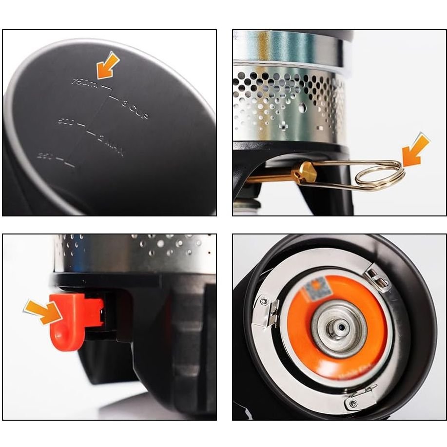 Fast-Boil 1000W Portable Backpacking Camping Stove System - 0.9L Pot