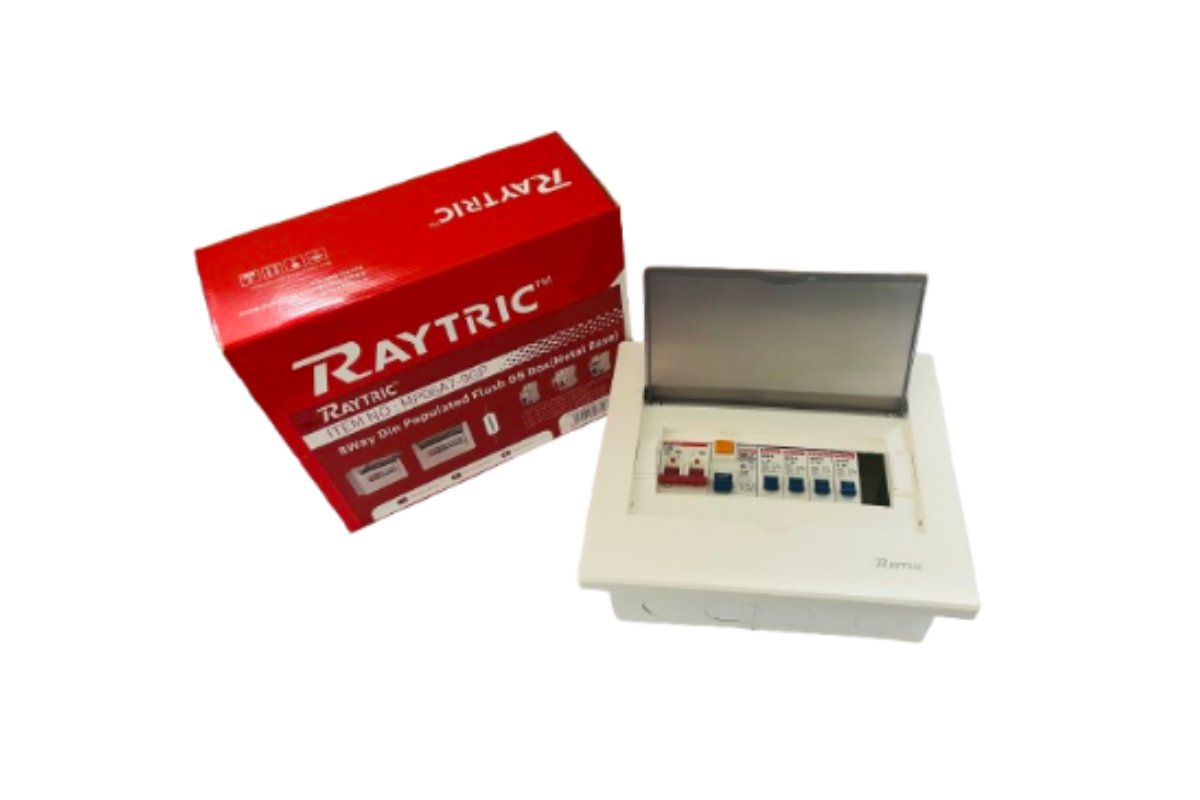 Raytric 8Way Din Populated Flush Db Box Metal Base MP06A7-9GP - Image 4