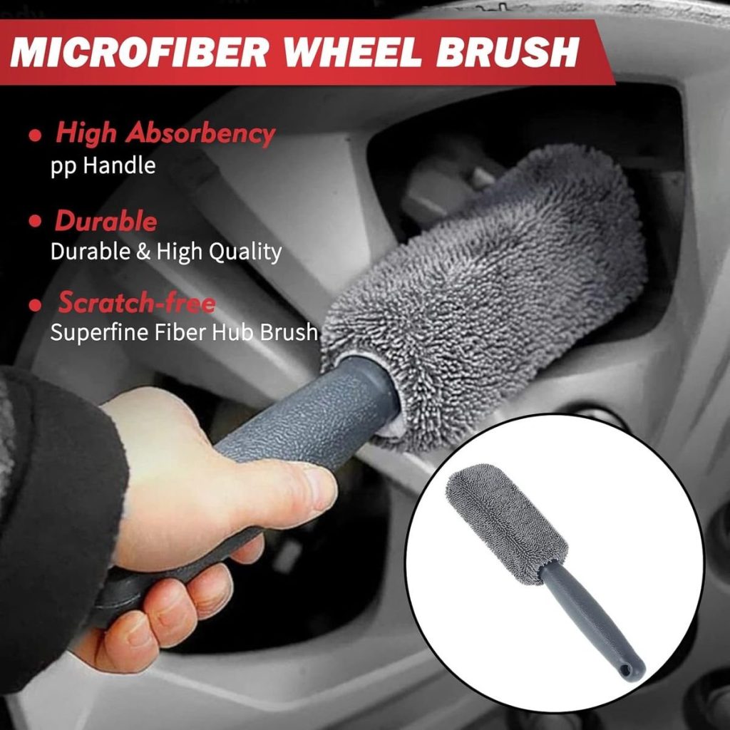 9-Piece Microfiber Car Cleaning Kit - Wash Mitt, Sponge, Brush & Cloths