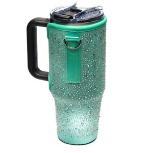 Neoprene & Rhinestone Cover with Shoulder Strap for 40oz Stanley Cup - Image 4
