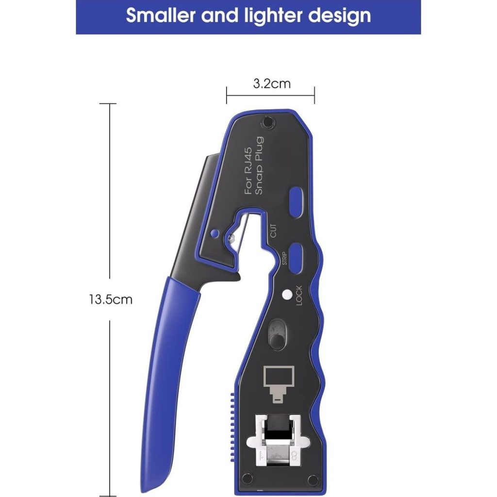 Rj45 EZ Pass Through Crimper Tool with Wire Stripper