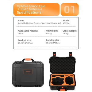 Sunnylife ABS Waterproof Hard Shell Case for DJI NEO 2 Fly More Combo - Image 5