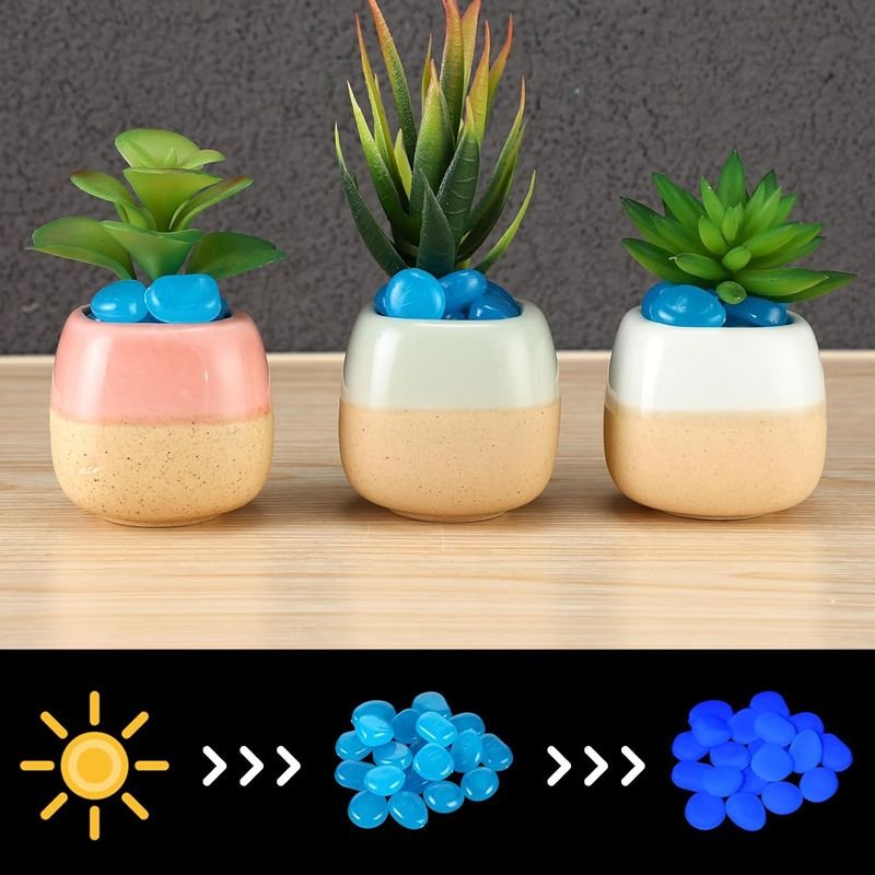 Glow-in-the-Dark Resin Pebbles - Aqua Blue (2500-Piece)