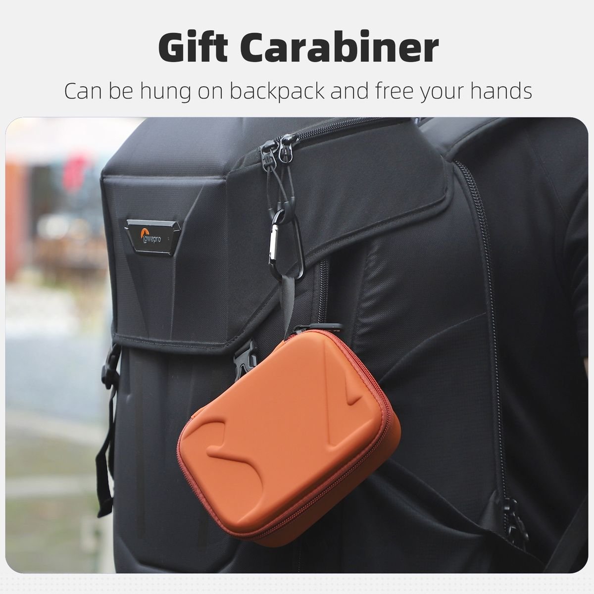 Sunnylife Hard Carry Case for DJI Osmo Action 5/4/3-Black with Carabiner - Image 5