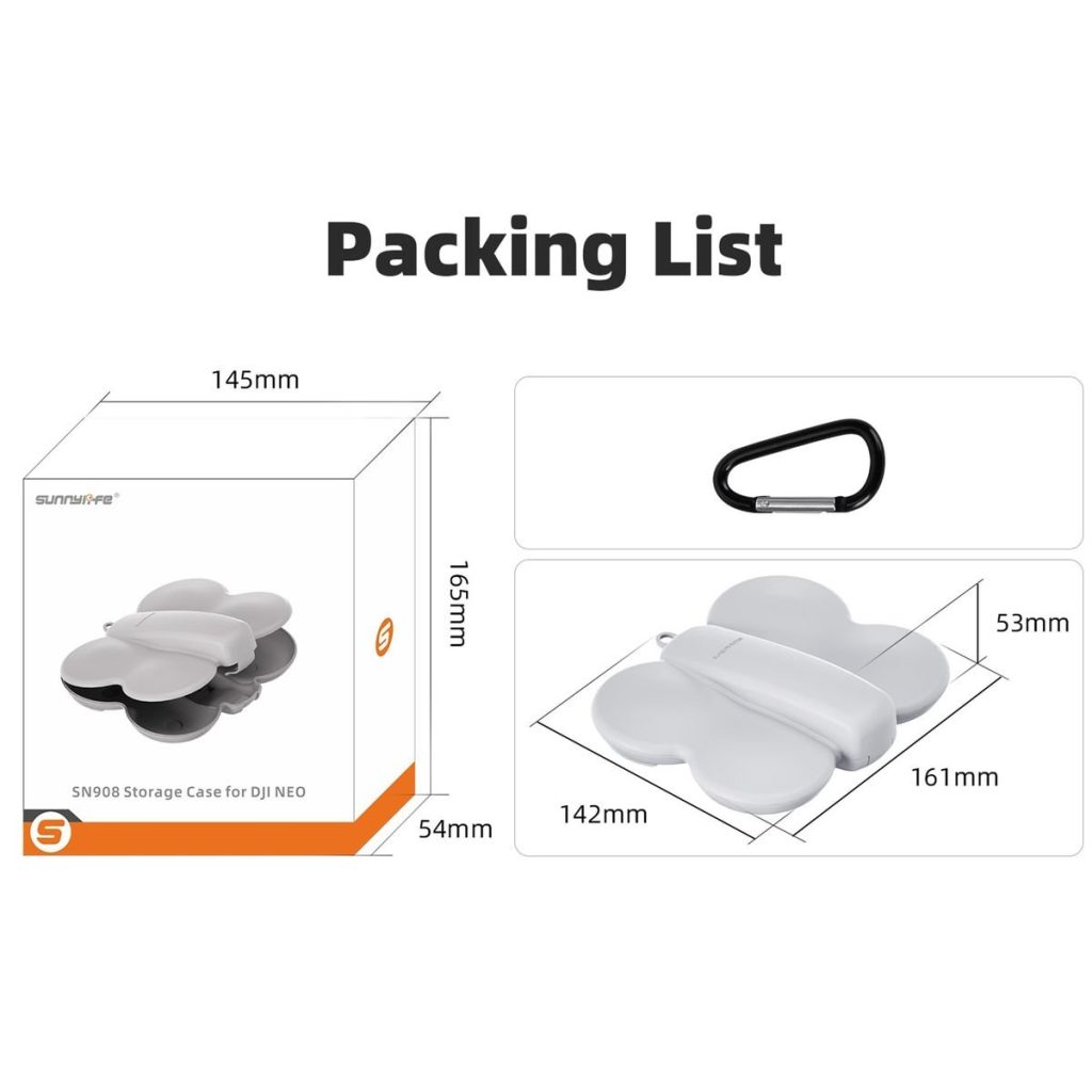 SunnyLife Hard Protective Case for DJI Neo - Black (with Carabiner)