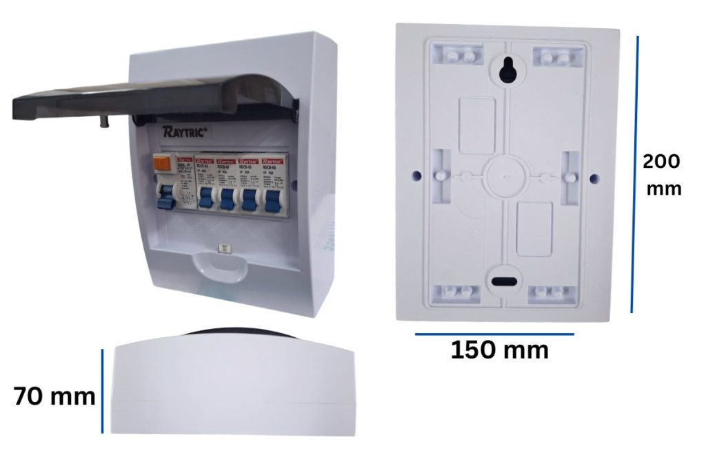 Raytric 6-Way DIN Populated Surface PVC Distribution Board Box