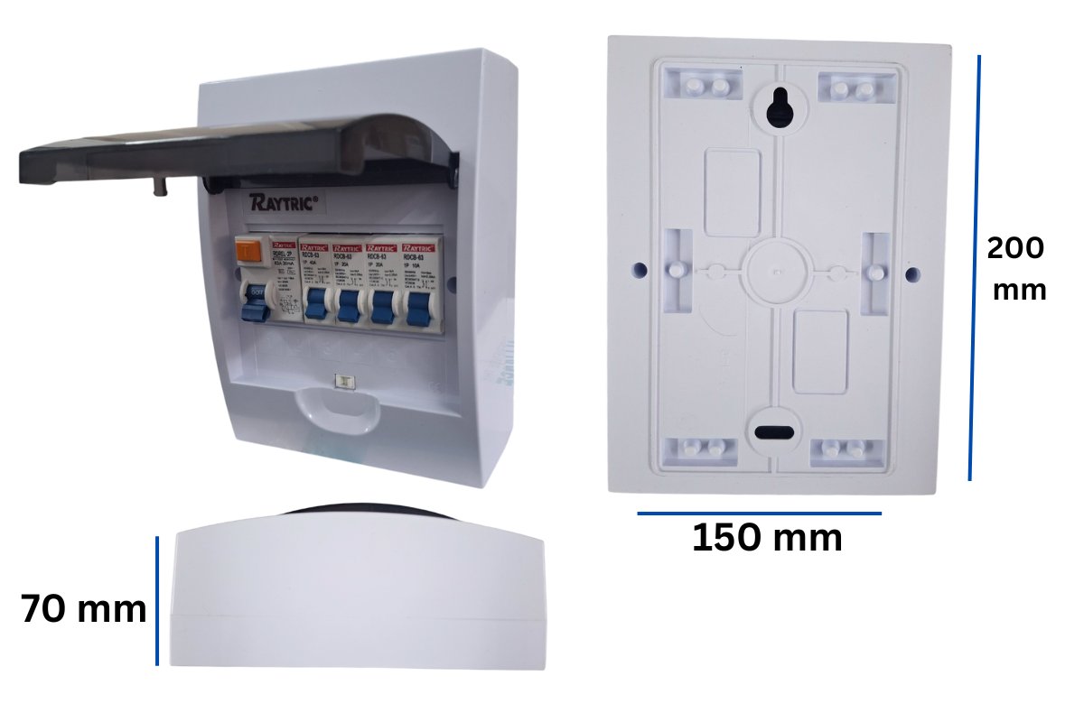Raytric 6-Way DIN Populated Surface PVC Distribution Board Box - Image 5