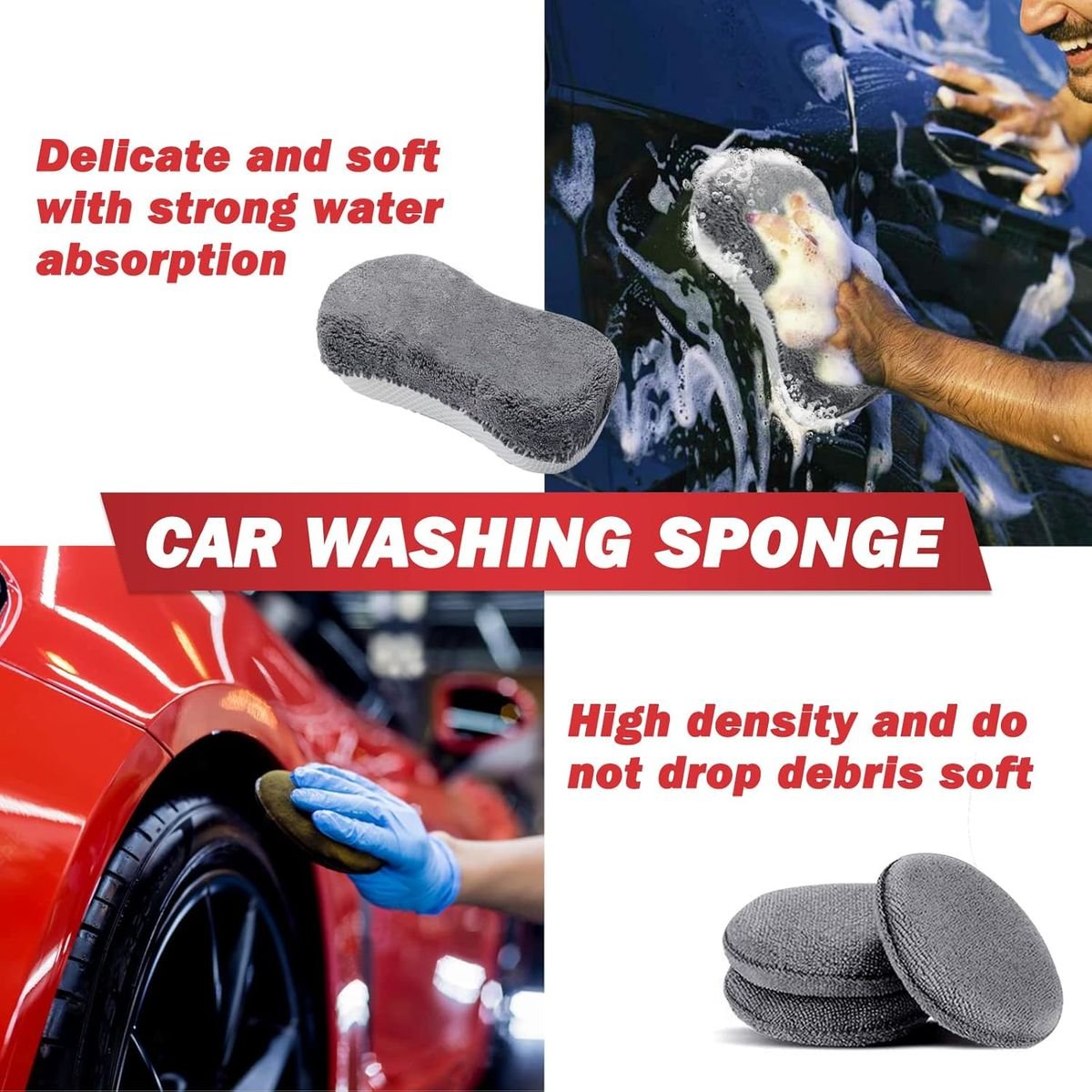 9-Piece Microfiber Car Cleaning Kit - Wash Mitt, Sponge, Brush & Cloths - Image 5