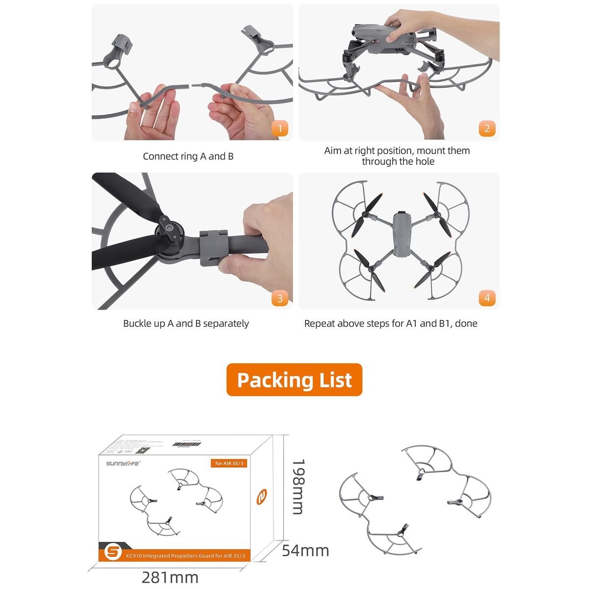 SunnyLife Integrated Propeller Guards for DJI Air 3/DJI Air 3S - Image 5