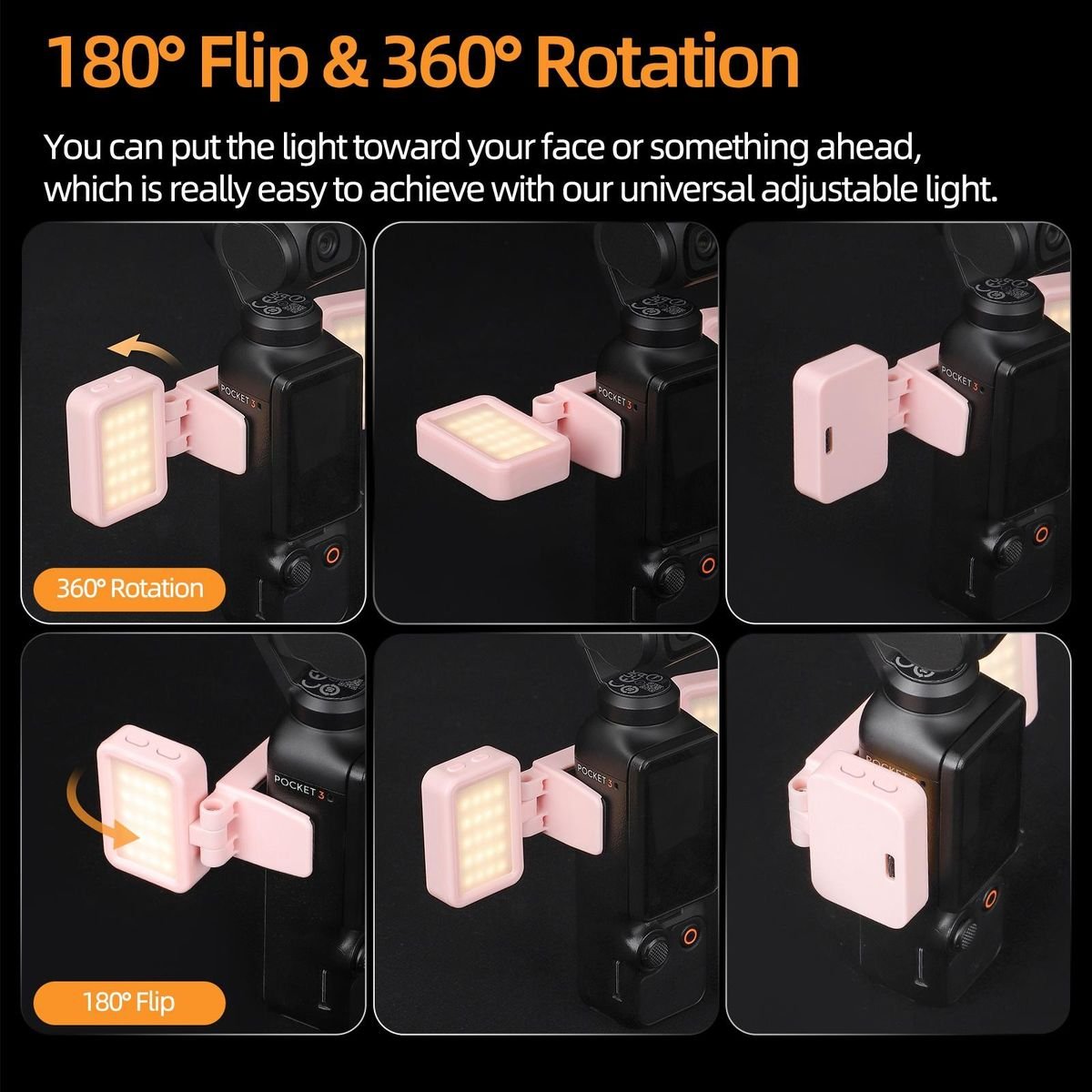 Sunnylife Adjustable Dual Fill Light for DJI Osmo Pocket 3 (Black) - Image 5