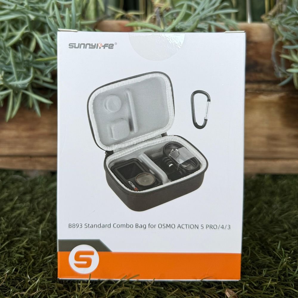 Sunnylife Hard Carry Case for DJI Osmo Action 5/4/3-Black with Carabiner