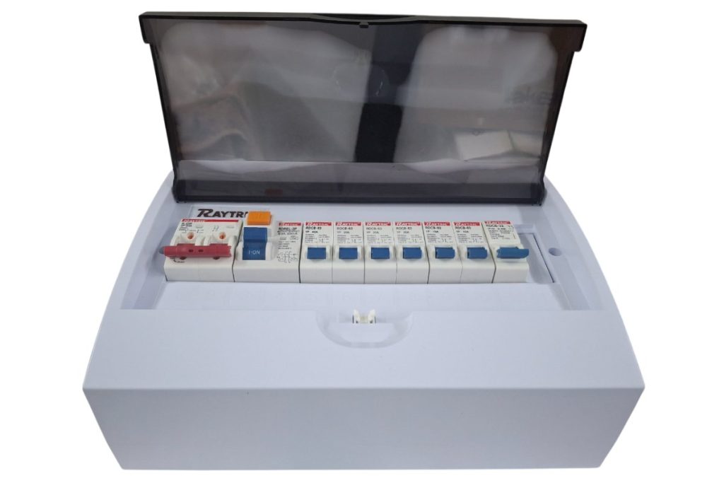 Raytric 12-Way DIN Populated Surface PVC Distribution Board Box
