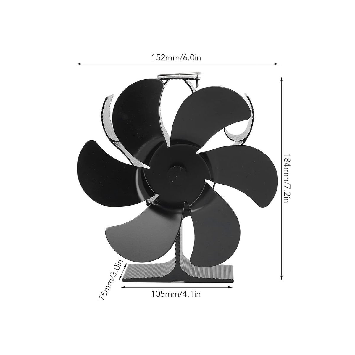 6 Blade Thermal Fan with Ribbed Body for Closed Combustion Fireplaces - Image 6