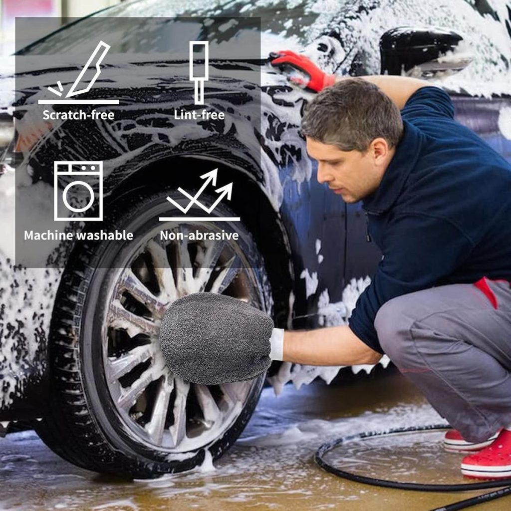 9-Piece Microfiber Car Cleaning Kit - Wash Mitt, Sponge, Brush & Cloths