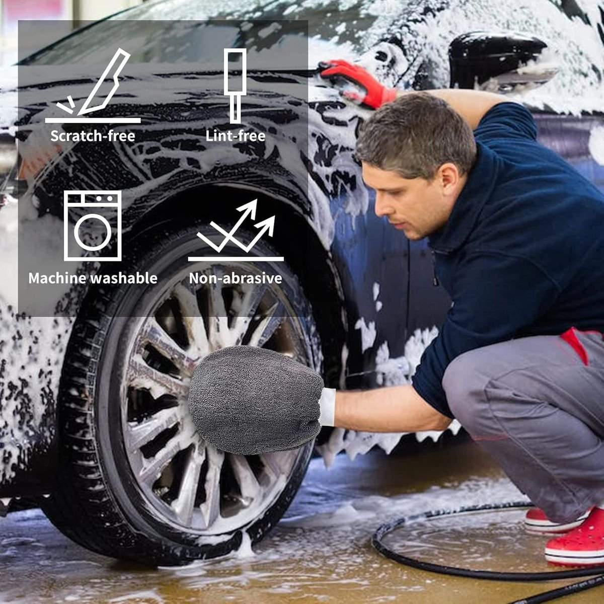 9-Piece Microfiber Car Cleaning Kit - Wash Mitt, Sponge, Brush & Cloths - Image 6