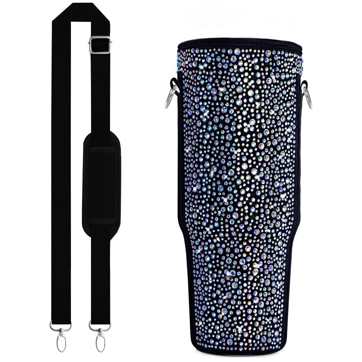 Neoprene & Rhinestone Cover with Shoulder Strap for 40oz Stanley Cup - Image 6