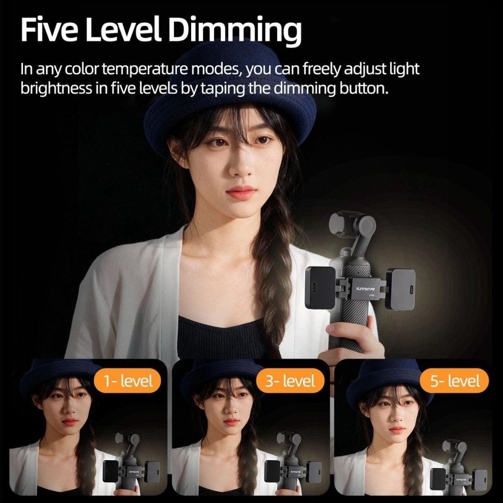 Sunnylife Adjustable Dual Fill Light for DJI Osmo Pocket 3 (Black)