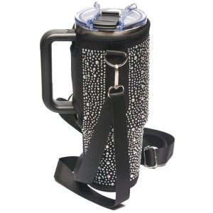 Neoprene & Rhinestone Cover with Shoulder Strap for 40oz Stanley Cup - Image 7