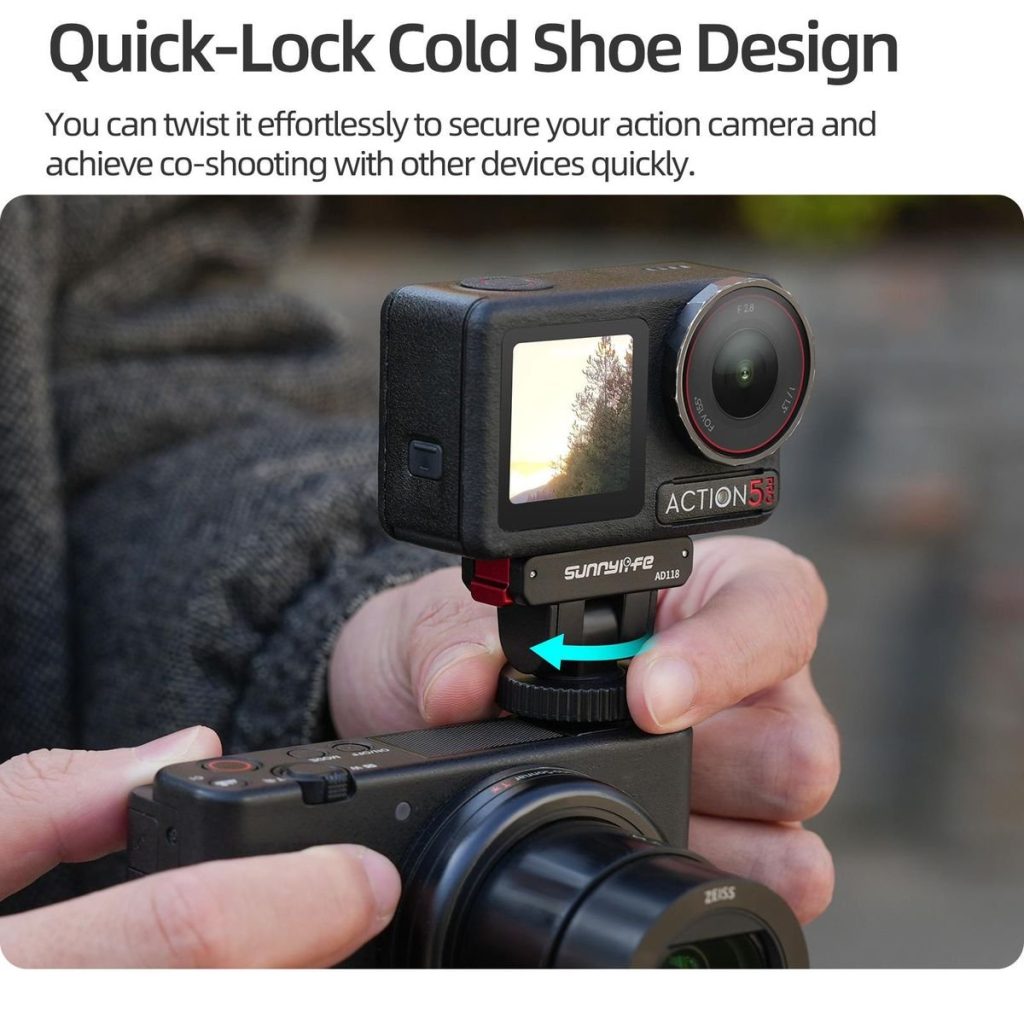 Sunnylife Adjustable Magnetic Cold Shoe Adapter for Osmo 360 /Action 5 Pro