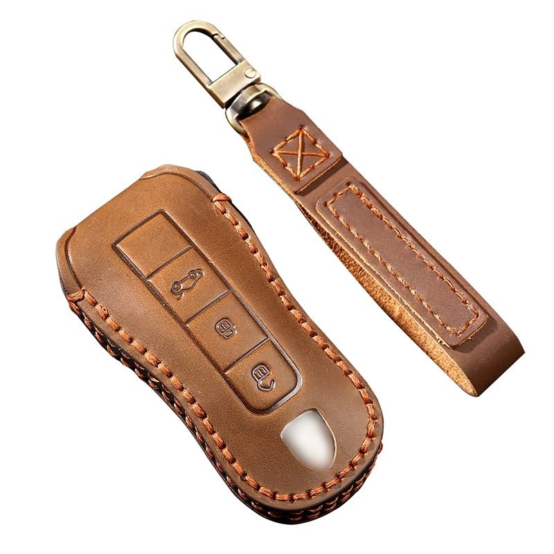Hallmo Genuine Leather Car Key Cover For Porsche