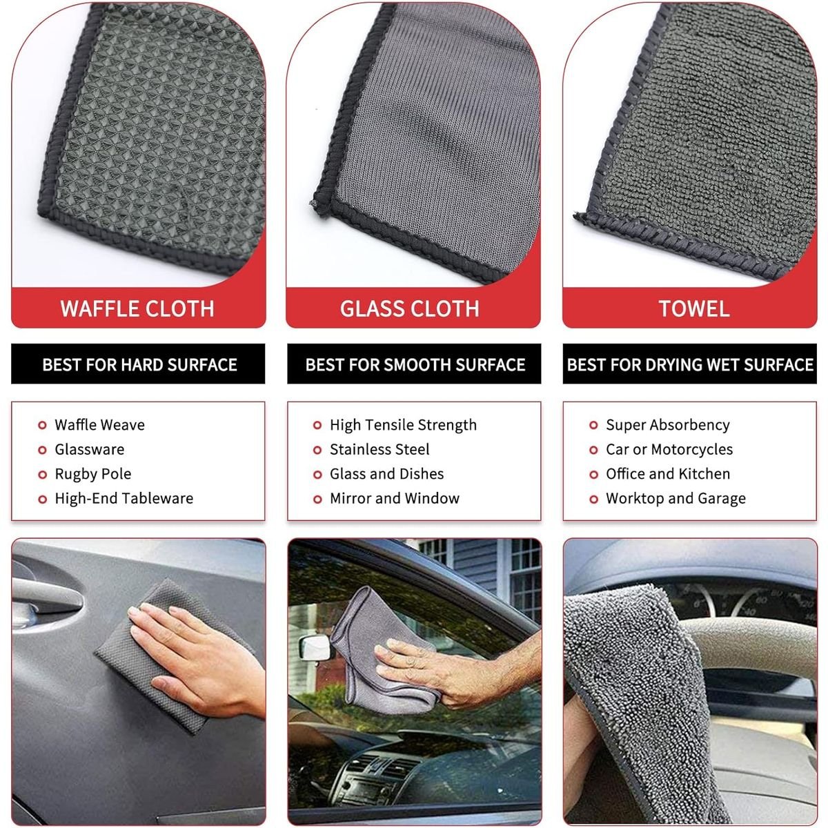 9-Piece Microfiber Car Cleaning Kit - Wash Mitt, Sponge, Brush & Cloths - Image 8