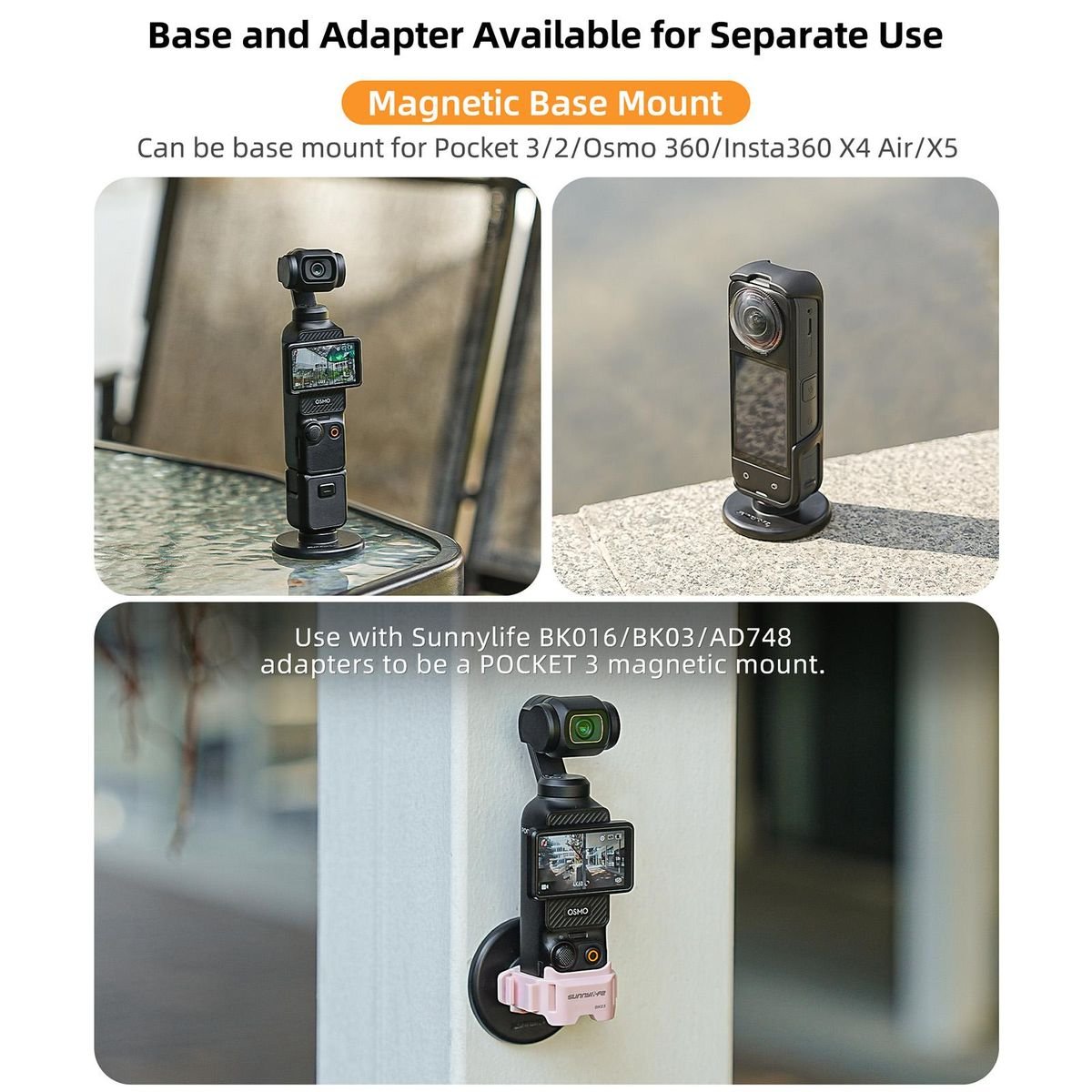 Sunnylife Quick-Release Magnetic Base compatible DJI Osmo 360 / Action 5Pro - Image 9