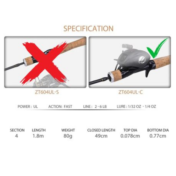 156cm or 180cm Portable, Ultra Light Casting Rod