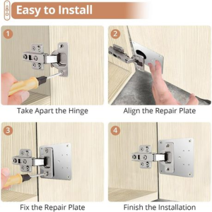 4 Piece Cupboard Hinge Repair Plates & 4 Piece Shelf Support Screws Set - Image 2