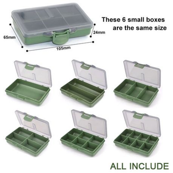 9 Piece Carp Fishing Tackle Box with 2 Rig Holders & 28 Pins