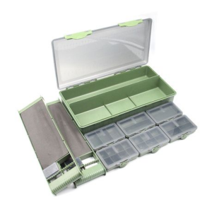 9 Piece Carp Fishing Tackle Box with 2 Rig Holders & 28 Pins - Image 1