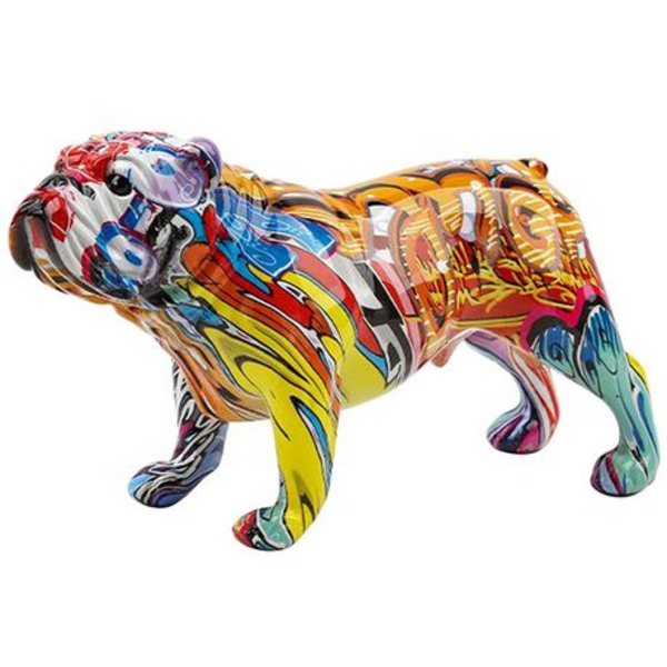 English Bulldog Resin Ornament - Graffiti - (27x10.5x15.5cm)