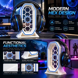 Gaming Headphone Stand with Modern Hex Design - Image 9