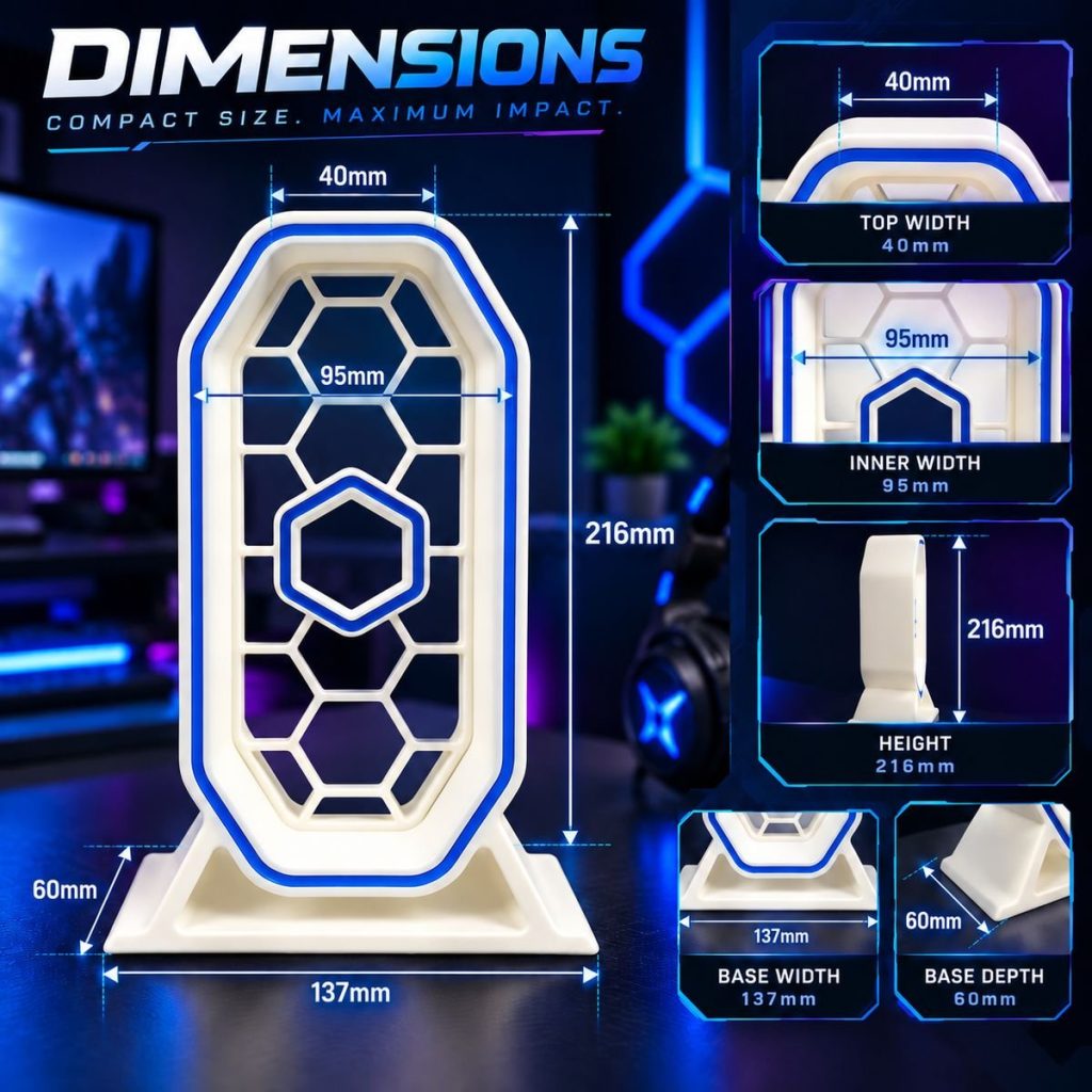 Gaming Headphone Stand with Modern Hex Design