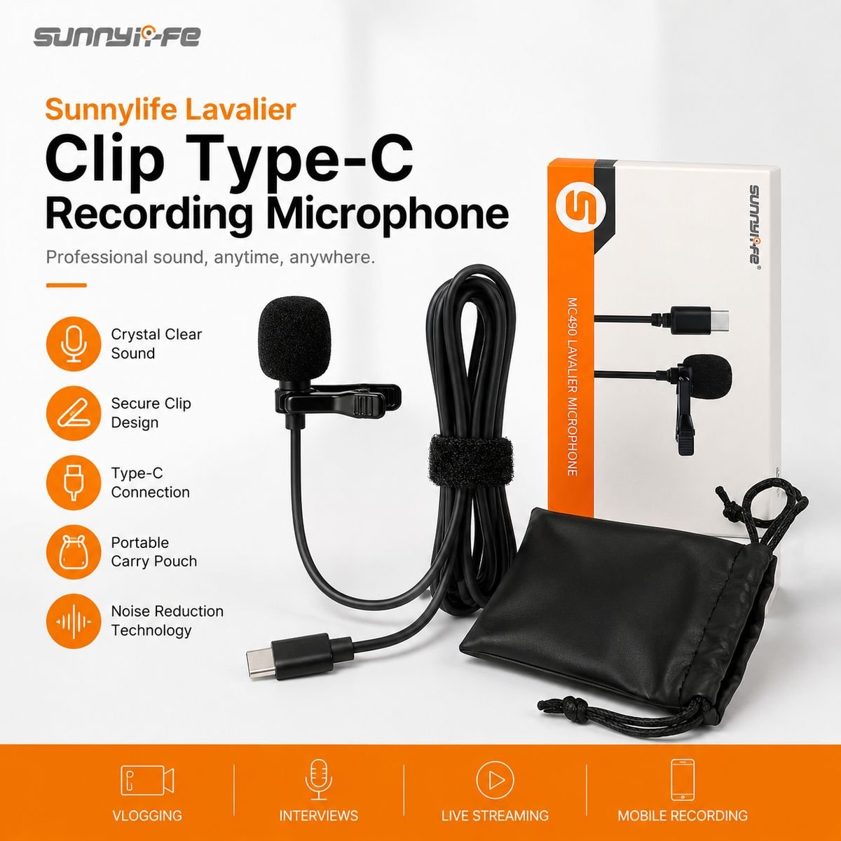 Sunnylife Type-C Lavalier Clip Recording Microphone - Image 2