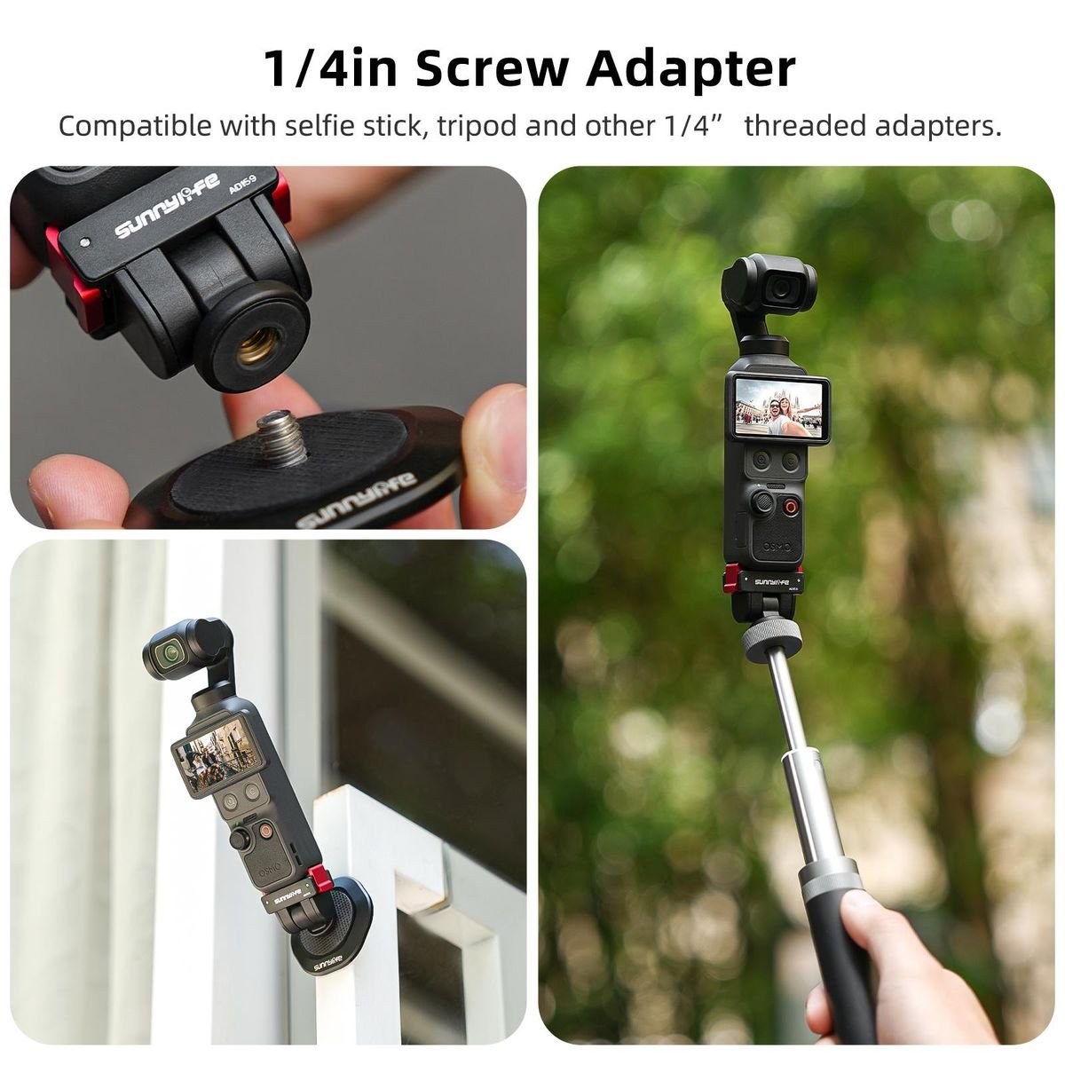 Sunnylife 1/4 Inch Adapter Mount - Compatible With DJI Osmo Pocket 4/3 - Image 3