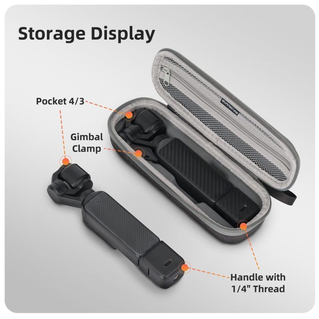 Sunnylife Combo Case Compatible With DJI Osmo Pocket 4/3 With Carabiner