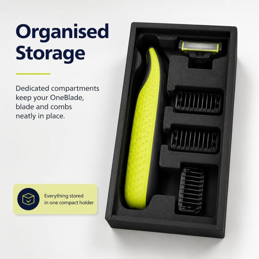 PLA Storage Holder Compatible With Philips OneBlade - Sliding Lid