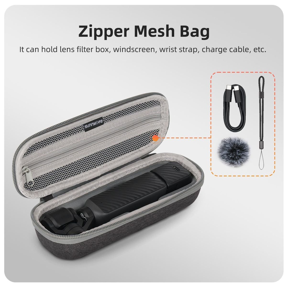 Sunnylife Combo Case Compatible With DJI Osmo Pocket 4/3 With Carabiner - Image 4