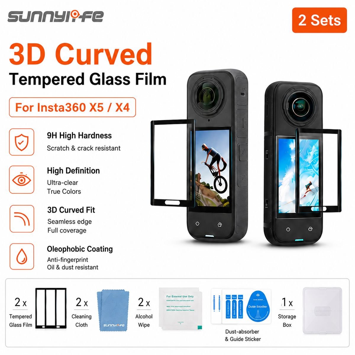 Sunnylife 3D Curved Screen ProtectorCompatible With Insta360 X5/X4 2 Pack - Image 5