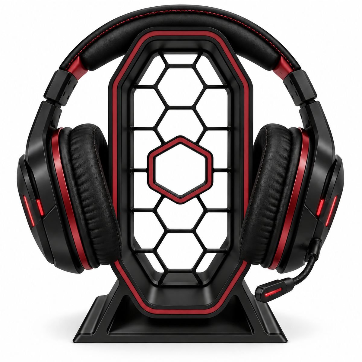 Gaming Headphone Stand with Modern Hex Design - Image 1