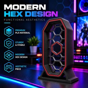Gaming Headphone Stand with Modern Hex Design - Image 5